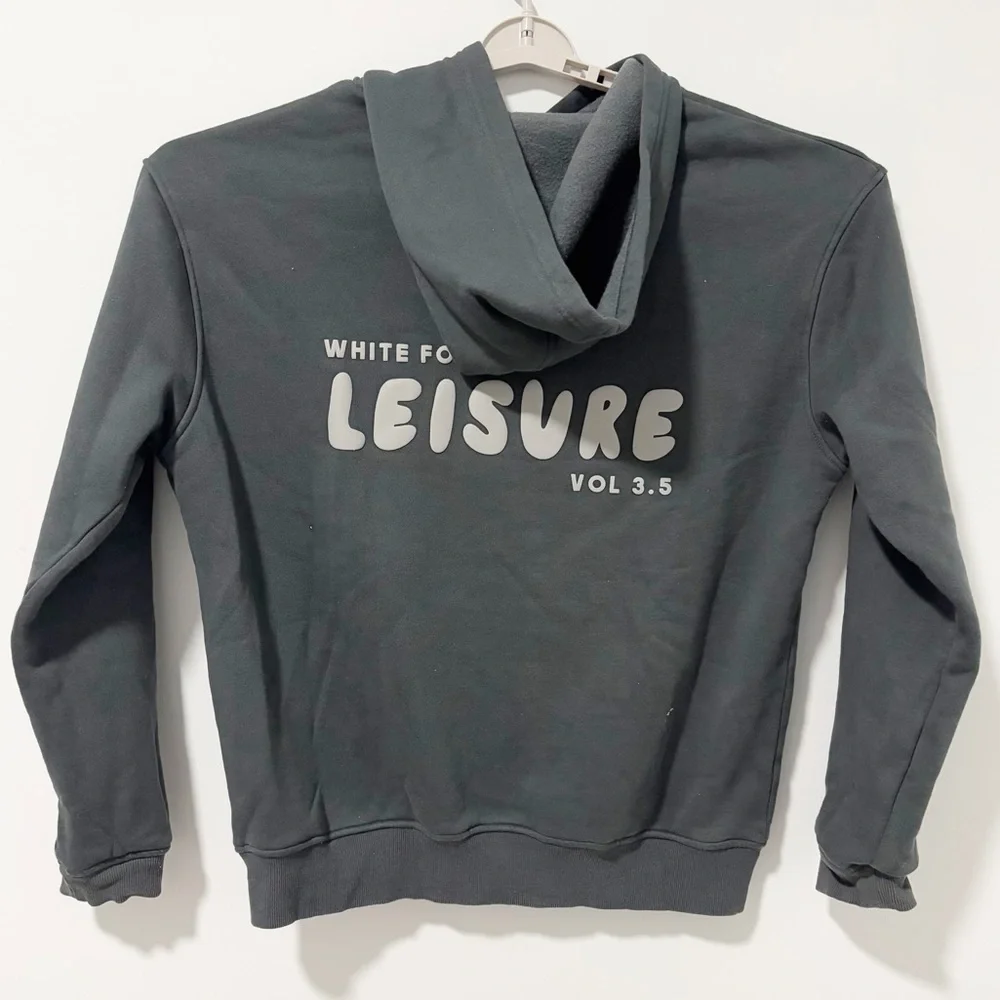 White Fox Boutique Leisure Hoodie Womens Sz L/XL Dark Gray Oversized Sweatshirt - Picture 4 of 8